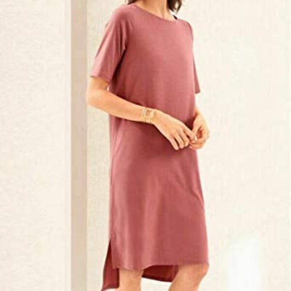 Eileen Fisher Dresses & Skirts - Eileen Fisher Chutney Tencel Stretch  Ballet Neck Hi-Low T-Shirt Dress P247